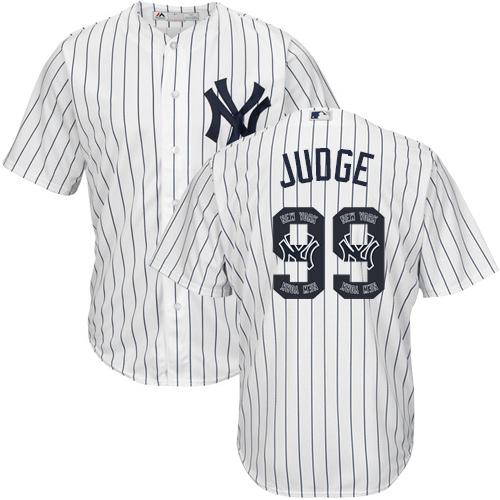 Yankees #99 Aaron Judge White Strip Team Logo Fashion Stitched MLB ...