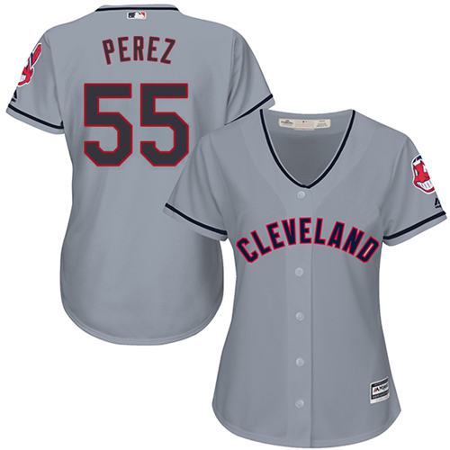 الهدال Indians #55 Roberto Perez Grey Women's Road Stitched MLB Jersey الهدال
