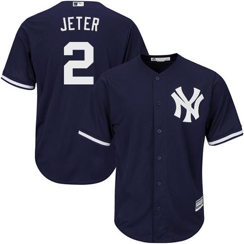Yankees #2 Derek Jeter Navy blue Cool Base Stitched Youth MLB Jersey ...